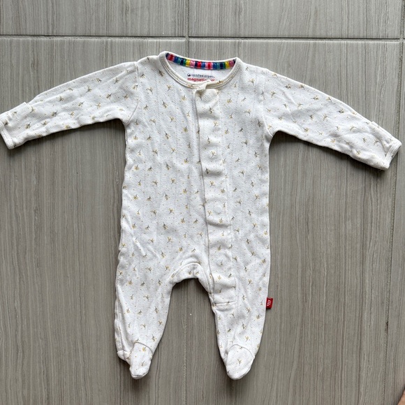 Magnetic Me Other - Magnetic Me White and Gold Baby Footie